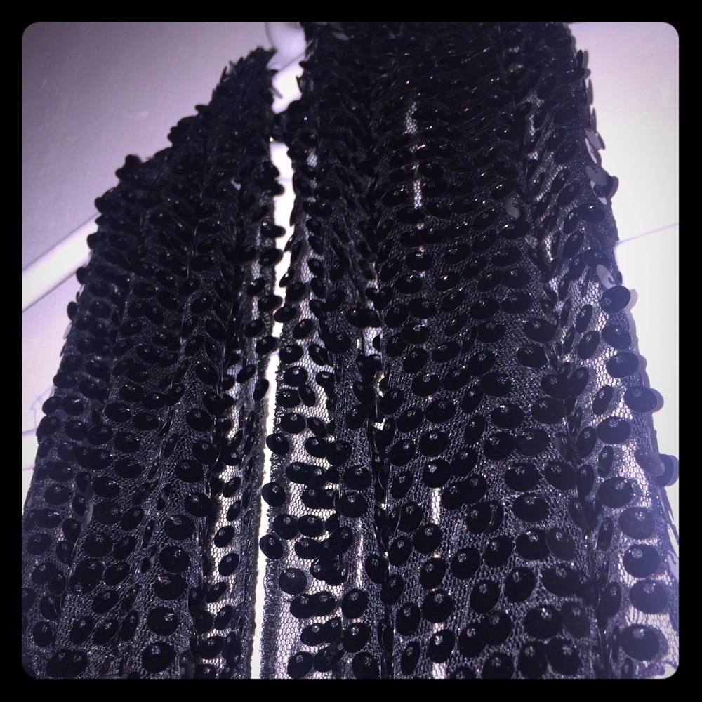 Sequined black scarf